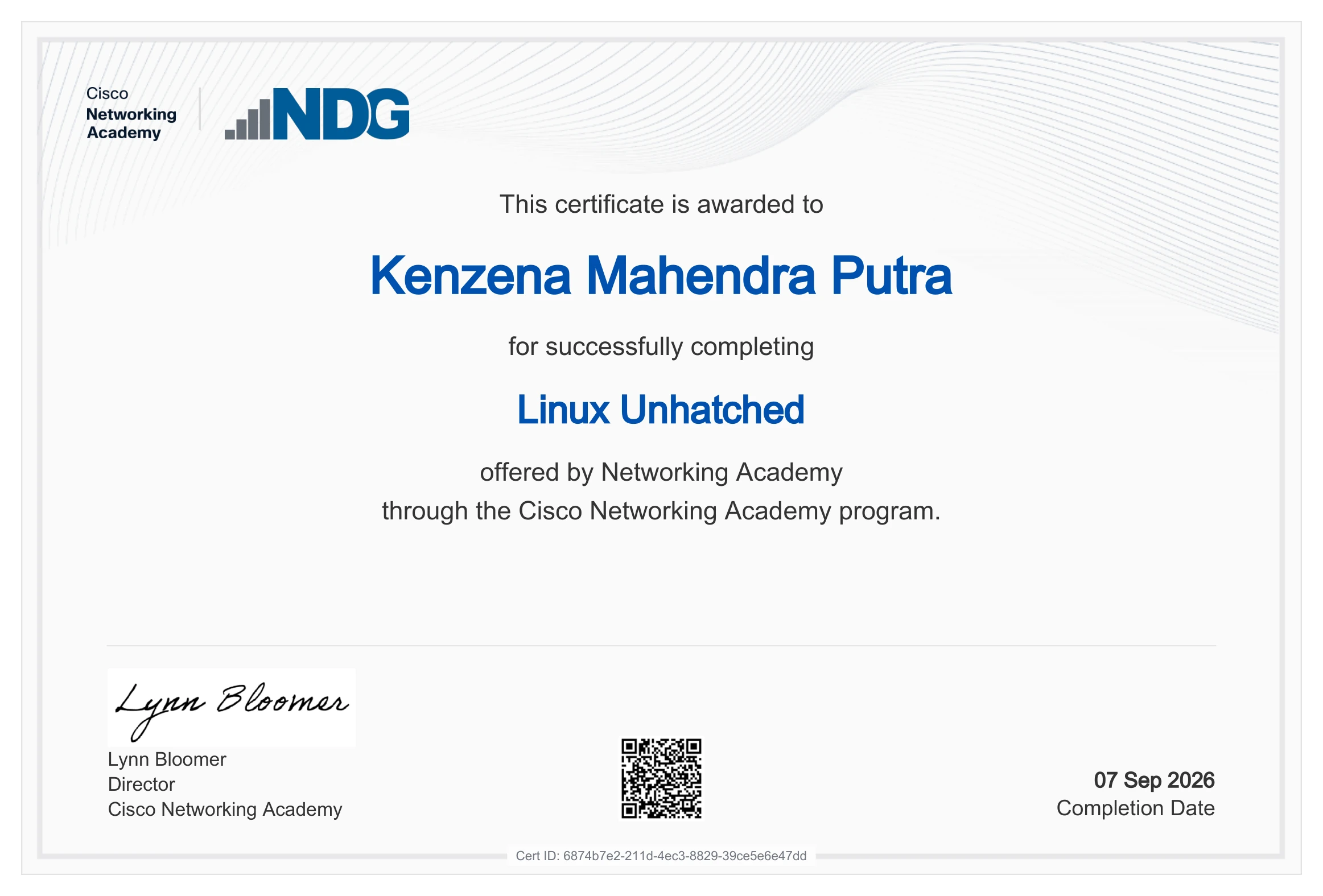Kenzena Mahendra Putra Linux Unhatched certificate